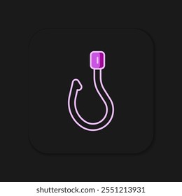 Filled outline Fishing hook icon isolated on black background. Fishing tackle. Flat filled outline style with shadow. Vector