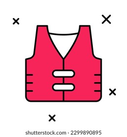 Filled outline Fishing jacket icon isolated on white background. Fishing vest.  Vector