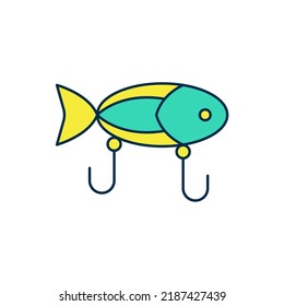 Filled outline Fishing lure icon isolated on white background. Fishing tackle.  Vector