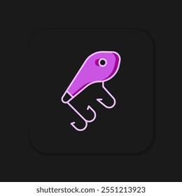 Filled outline Fishing lure icon isolated on black background. Fishing tackle. Flat filled outline style with shadow. Vector