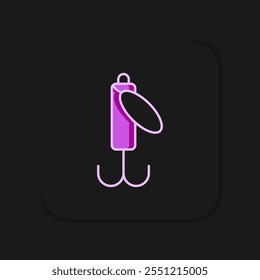 Filled outline Fishing lure icon isolated on black background. Fishing tackle. Flat filled outline style with shadow. Vector