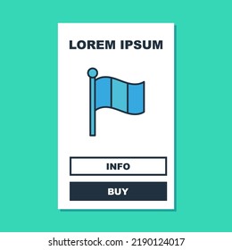 Filled outline Flag Italy icon isolated on turquoise background.  Vector