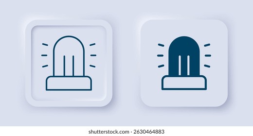 Filled and outline Flasher siren icon isolated on grey background. Emergency flashing siren. Square button. Vector
