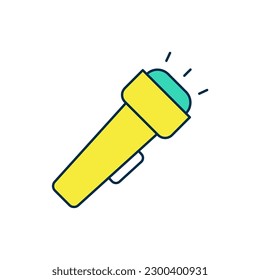 Filled outline Flashlight icon isolated on white background.  Vector