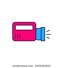 Filled outline Flashlight icon isolated on white background.  Vector