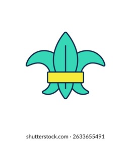 Filled outline Fleur de lys or lily flower icon isolated on white background.  Vector