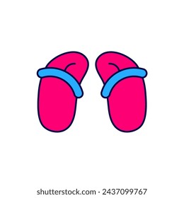 Filled outline Flip flops icon isolated on white background. Beach slippers sign.  Vector