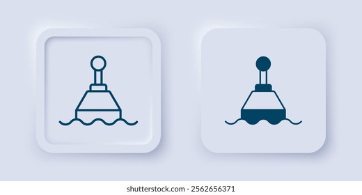 Filled and outline Floating buoy on the sea icon isolated on grey background. Square button. Vector