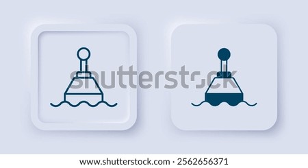 Filled and outline Floating buoy on the sea icon isolated on grey background. Square button. Vector