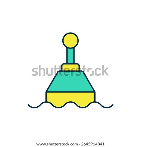 Filled outline Floating buoy on the sea icon isolated on white background.  Vector