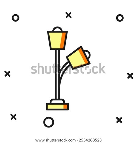 Filled outline Floor lamp icon isolated on white background. Flat filled outline style with shadow. Vector