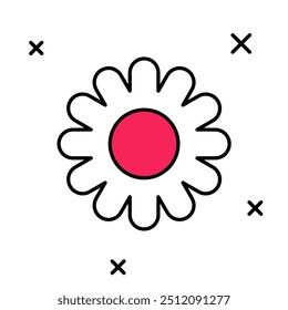 Filled outline Flower icon isolated on white background. Sweet natural food.  Vector