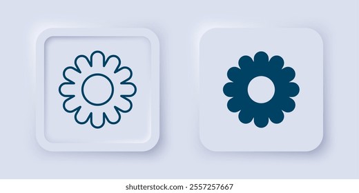 Filled and outline Flower icon isolated on grey background. Sweet natural food. Square button. Vector