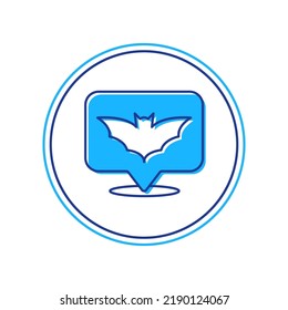 Filled outline Flying bat icon isolated on white background. Happy Halloween party.  Vector