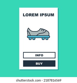 Filled outline Football shoes icon isolated on turquoise background. Soccer boots. Sport football foot protection.  Vector