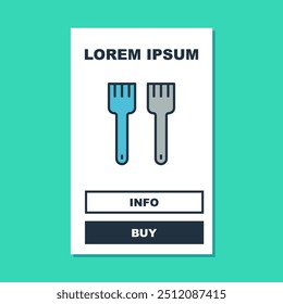 Filled outline Fork icon isolated on turquoise background. Cutlery symbol.  Vector