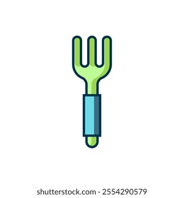 Filled outline Fork icon isolated on white background. Cutlery symbol. Flat filled outline style with shadow. Vector