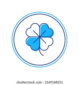 Filled outline Four leaf clover icon isolated on white background. Happy Saint Patrick day.  Vector