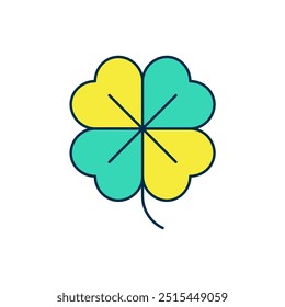 Icono de trébol de cuatro hojas aislado sobre fondo blanco. Feliz día de San Patricio.  Vector