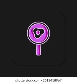 Filled outline Fried eggs on frying pan icon isolated on black background. Fry or roast food symbol. Flat filled outline style with shadow. Vector