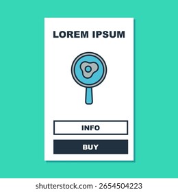 Filled outline Fried eggs on frying pan icon isolated on turquoise background. Fry or roast food symbol.  Vector