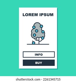 Filled outline Fruit tree icon isolated on turquoise background. Agricultural plant. Organic farm product. Fruit garden. Gardening theme.  Vector