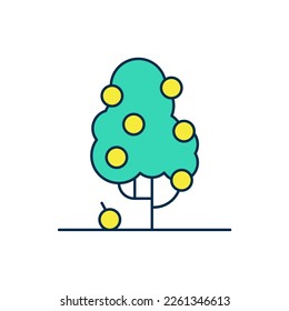 Filled outline Fruit tree icon isolated on white background. Agricultural plant. Organic farm product. Fruit garden. Gardening theme.  Vector