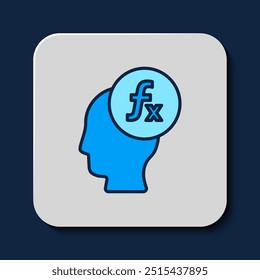 Filled outline Function mathematical symbol icon isolated on blue background.  Vector