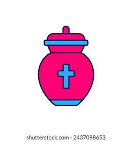Filled outline Funeral urn icon isolated on white background. Cremation and burial containers, columbarium vases, jars and pots with ashes.  Vector
