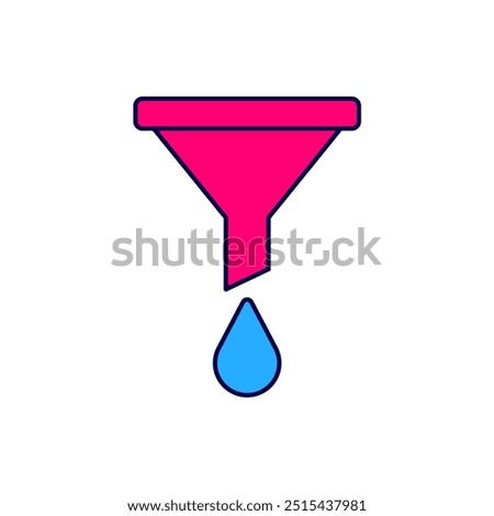 Filled outline Funnel or filter icon isolated on white background.  Vector