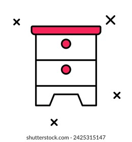 Filled outline Furniture nightstand icon isolated on white background.  Vector