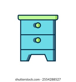 Filled outline Furniture nightstand icon isolated on white background. Flat filled outline style with shadow. Vector