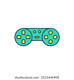 Filled outline Game controller or joystick for game console icon isolated on white background.  Vector