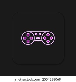 Filled outline Game controller or joystick for game console icon isolated on black background. Flat filled outline style with shadow. Vector