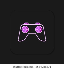 Filled outline Game controller or joystick for game console icon isolated on black background. Flat filled outline style with shadow. Vector