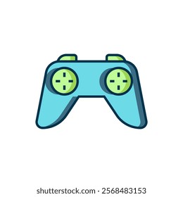 Filled outline Game controller or joystick for game console icon isolated on white background. Flat filled outline style with shadow. Vector