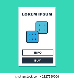 Filled outline Game dice icon isolated on turquoise background. Casino gambling.  Vector