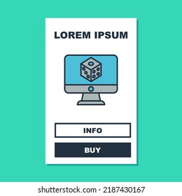 Filled outline Game dice icon isolated on turquoise background. Casino gambling.  Vector