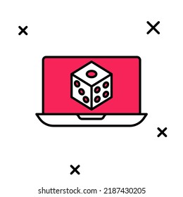 Símbolo relleno Icono de dados de juego aislado en fondo blanco. Juego de casino.  Vector