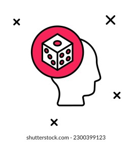 Filled outline Game dice icon isolated on white background. Casino gambling.  Vector