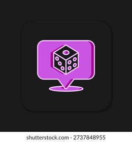 Filled outline Game dice icon isolated on black background. Casino gambling. Flat filled outline style with shadow. Vector