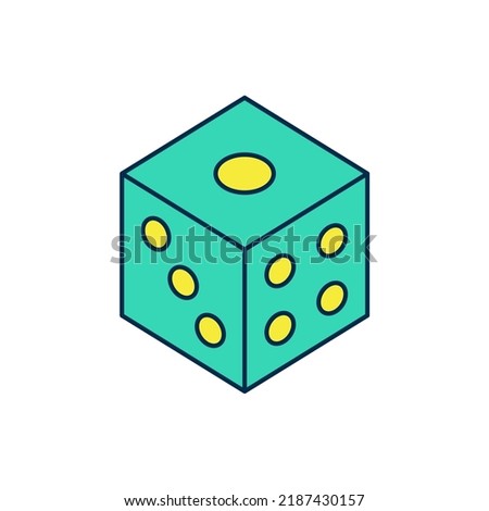 Filled outline Game dice icon isolated on white background. Casino gambling.  Vector
