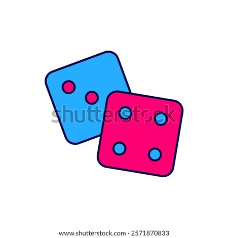 Filled outline Game dice icon isolated on white background. Casino gambling.  Vector