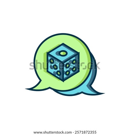 Filled outline Game dice icon isolated on white background. Casino gambling. Flat filled outline style with shadow. Vector