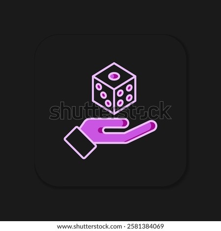 Filled outline Game dice icon isolated on black background. Casino gambling. Flat filled outline style with shadow. Vector