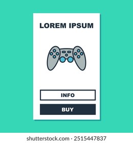 Filled outline Gamepad icon isolated on turquoise background. Game controller.  Vector