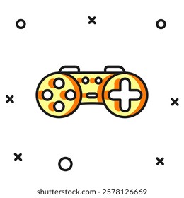 Filled outline Gamepad icon isolated on white background. Game controller. Flat filled outline style with shadow. Vector