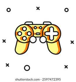 Filled outline Gamepad icon isolated on white background. Game controller. Flat filled outline style with shadow. Vector