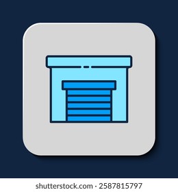 Filled outline Garage icon isolated on blue background.  Vector