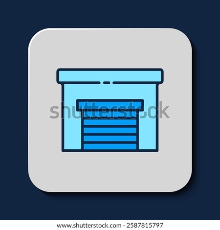 Filled outline Garage icon isolated on blue background.  Vector